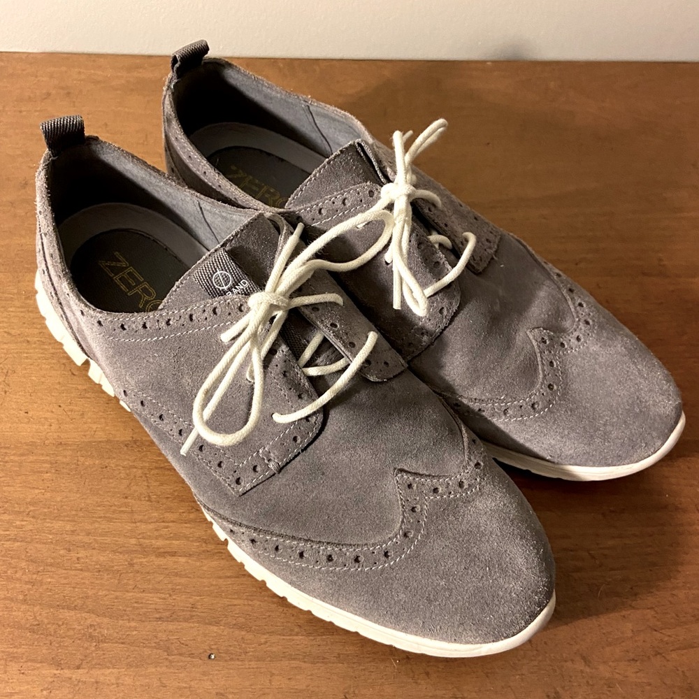 Cole Haan Zerogrand Gray Suede Wingtip Oxfords